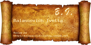 Balassovich Ivetta névjegykártya